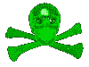 green rotating skull